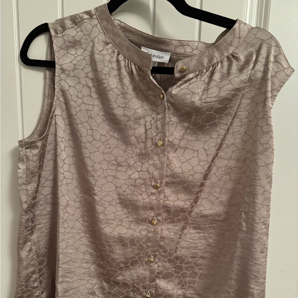 Sleeveless blouse metallic grey size XL by Calvin Klein